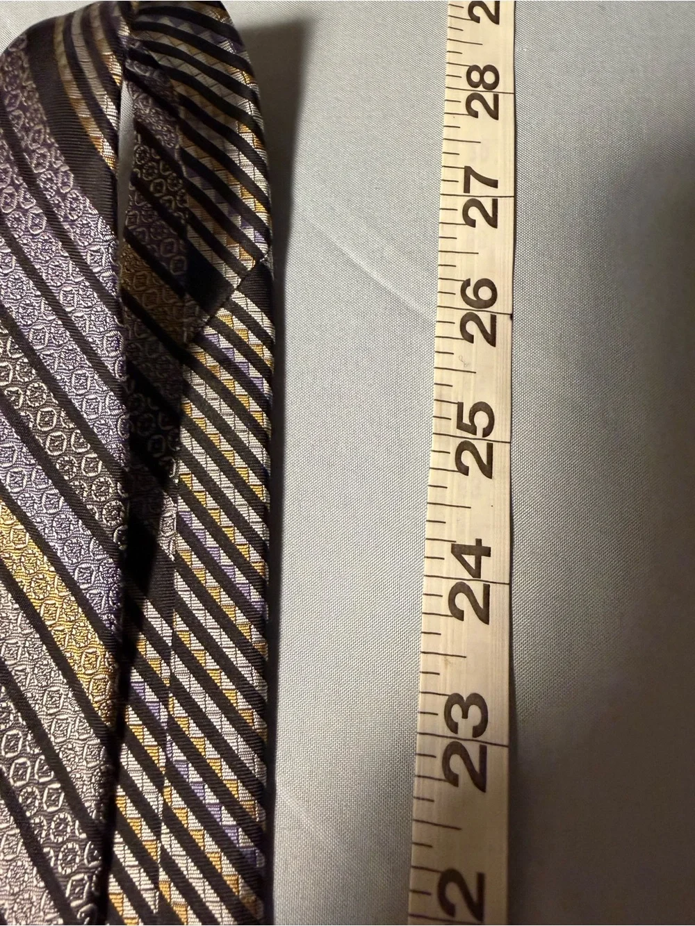 Tango Men's Striped Silk Tie in Black, Purple & Gold